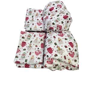 Christmas Holiday Puppy Dog Twin Sheets, White/Red, Soft Adorable 3‎ Piece